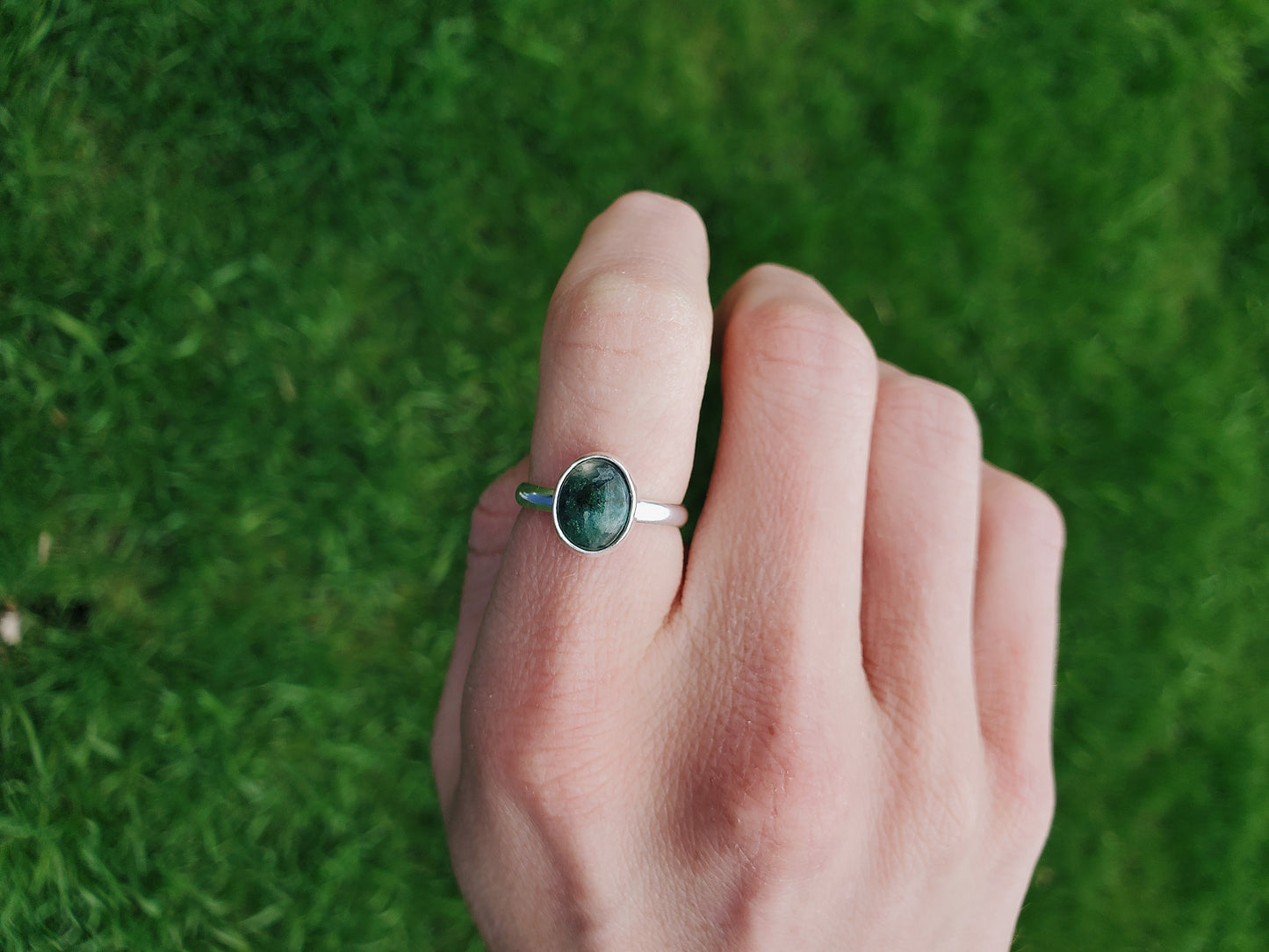 MOSS AGATE, HALF ROUND- 6