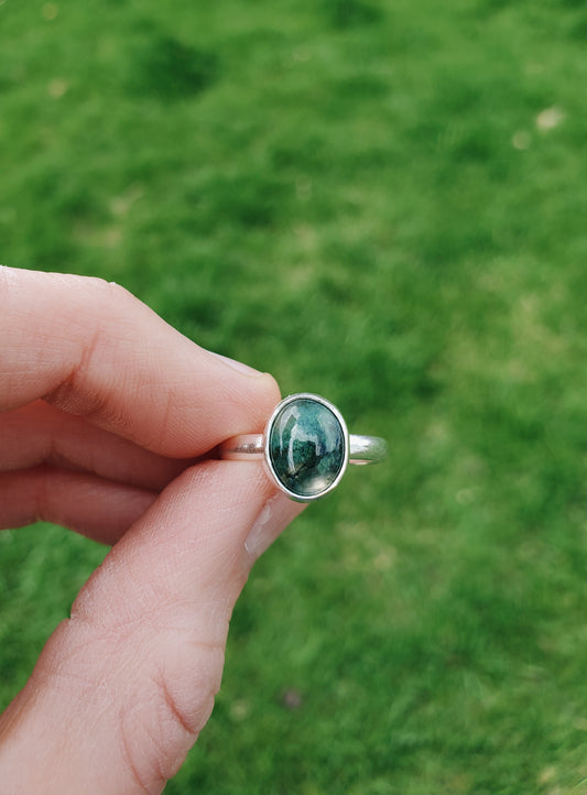 MOSS AGATE, HALF ROUND- 6